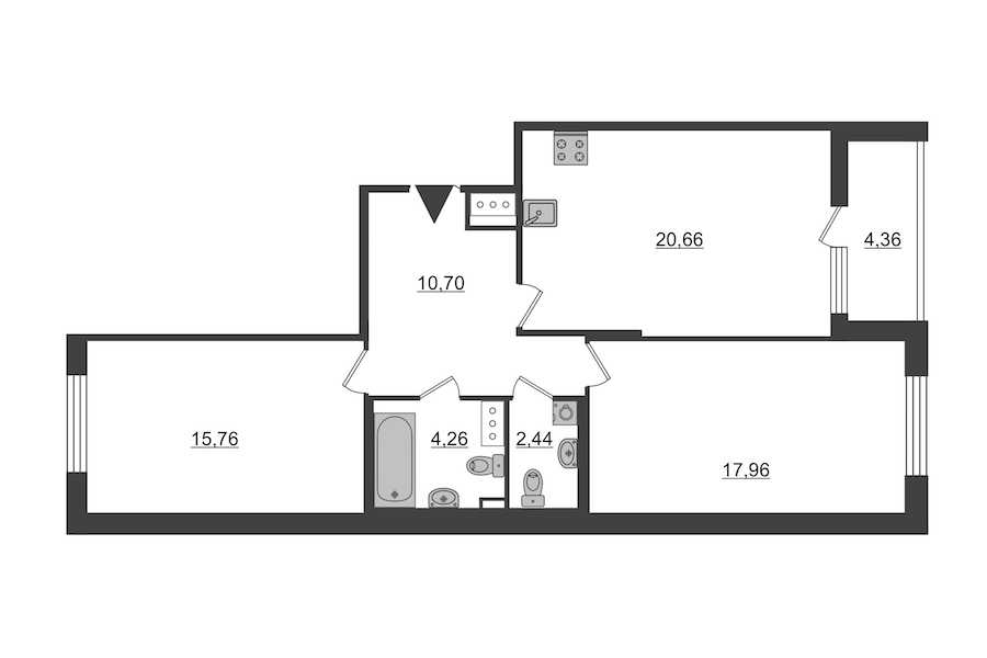 Двухкомнатная квартира в : площадь 76.14 м2 , этаж: 11 – купить в Санкт-Петербурге